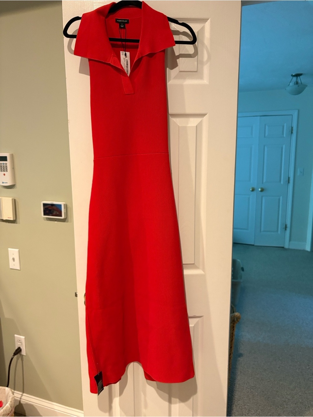 Karen Millen Bright Red Ribbed knit dress